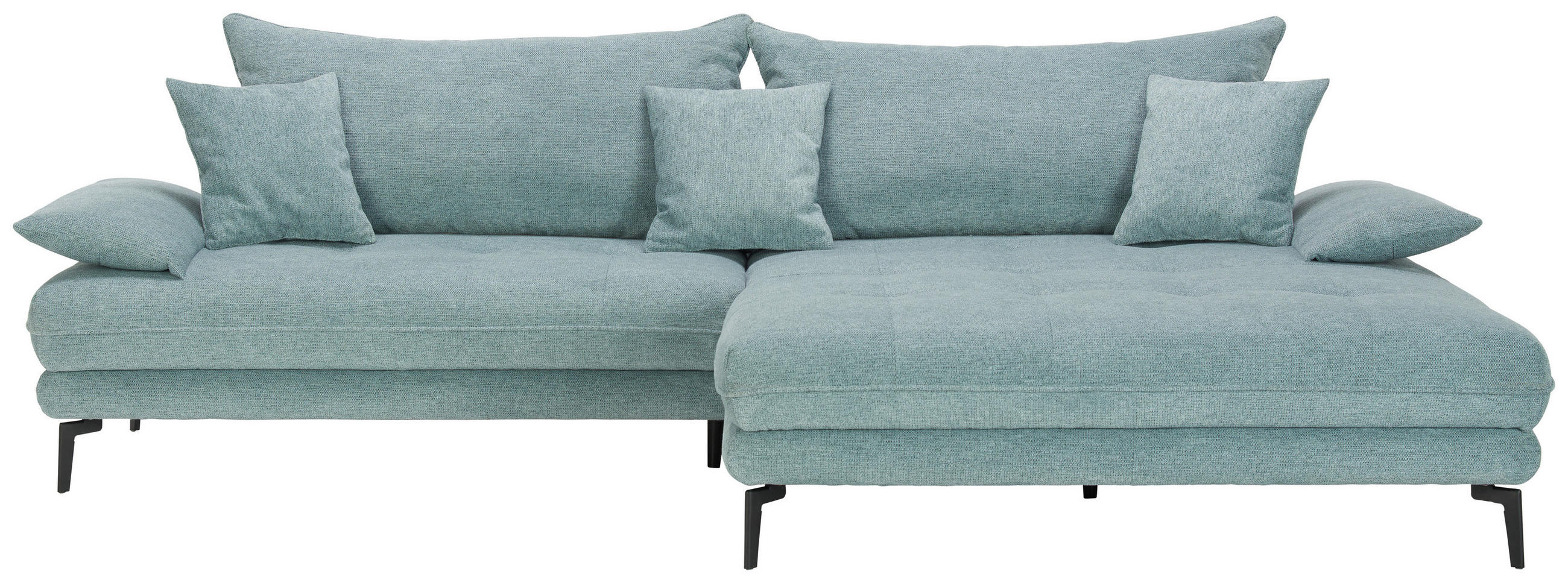 ECKSOFA in Webstoff Blau  292/173 cm  - Blau/Schwarz, MODERN, Textil/Metall (292/173cm) - Carryhome