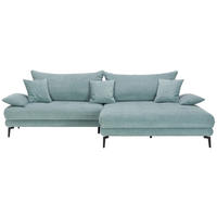 ECKSOFA in Webstoff Blau  292/173 cm  - Blau/Schwarz, MODERN, Textil/Metall (292/173cm) - Carryhome