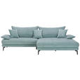 ECKSOFA in Webstoff Blau  292/173 cm  - Blau/Schwarz, MODERN, Textil/Metall (292/173cm) - Carryhome