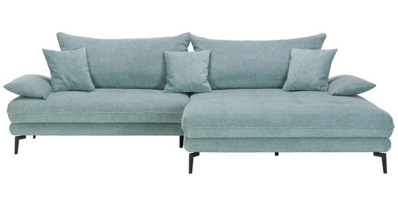 ECKSOFA in Webstoff Blau  292/173 cm  - Blau/Schwarz, MODERN, Textil/Metall (292/173cm) - Carryhome