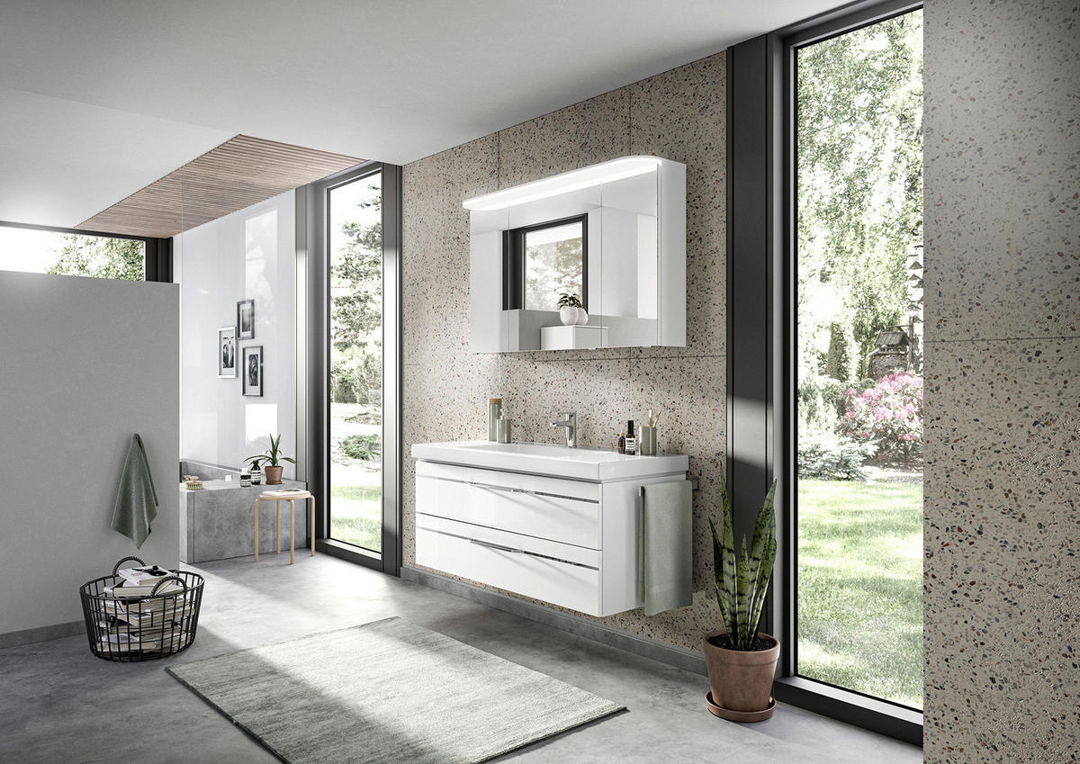 BADEZIMMER  in 123 cm  - Chromfarben/Weiß Hochglanz, KONVENTIONELL, Glas/Holzwerkstoff (123cm) - Pelipal