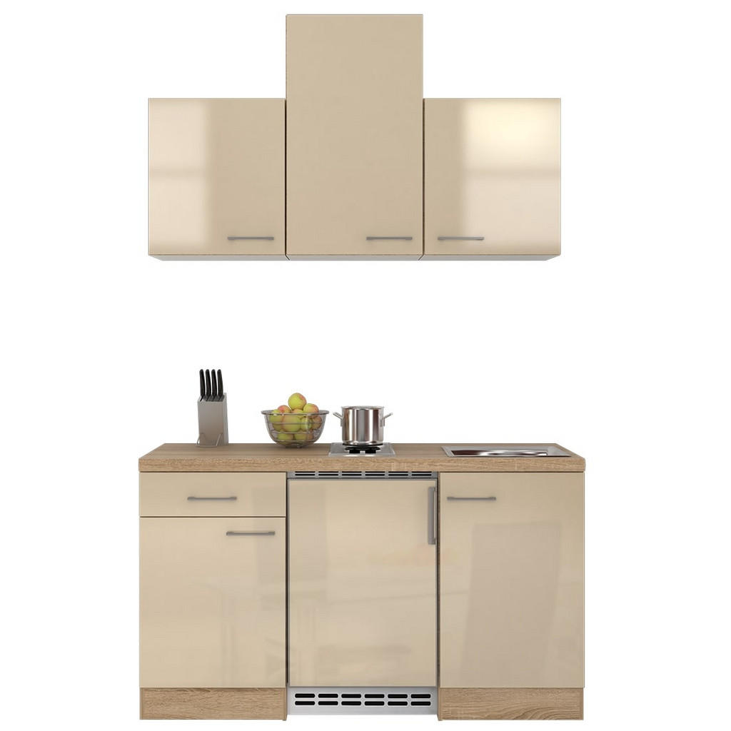 Küchenzeile Nepal mit Geräten 150 cm Kaschmir/Eiche Dekor