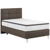 BOXSPRINGBETT 120/200 cm,  in Braun, Matratze, gepolstertes Kopfteil, Topper, H3 = fest  - Chromfarben/Braun, KONVENTIONELL, Leder/Textil (120/200cm) - Novel