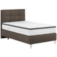 BOXSPRINGBETT 140/200 cm  in Braun  - Chromfarben/Braun, KONVENTIONELL, Leder/Textil (140/200cm) - Novel