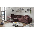 ECKSOFA Aubergine Velours  - Aubergine/Schwarz, KONVENTIONELL, Kunststoff/Textil (218/275cm) - Carryhome