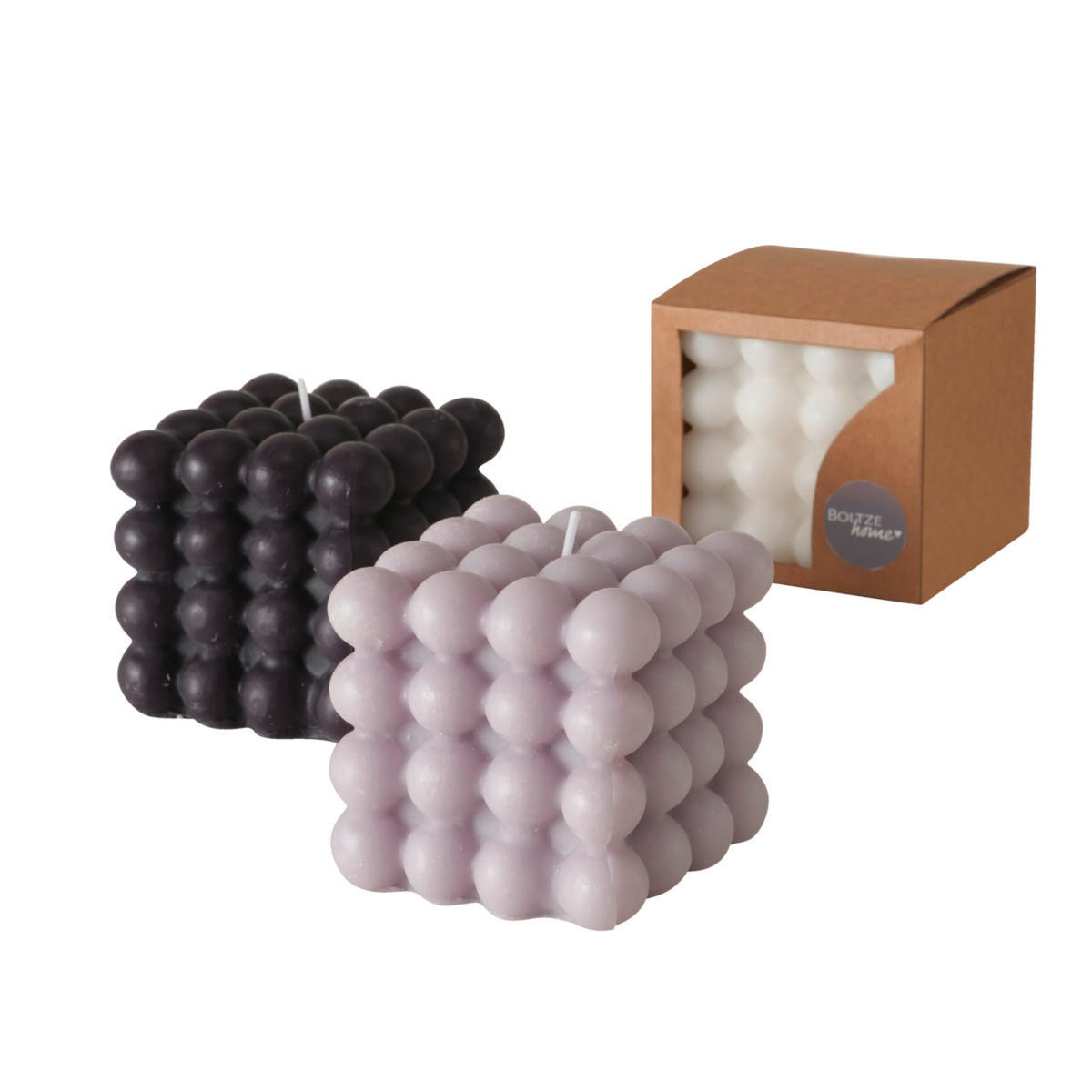 LJUS  - vit/svart, Basics, naturmaterial (8/8/7,5cm) - Ambia Home