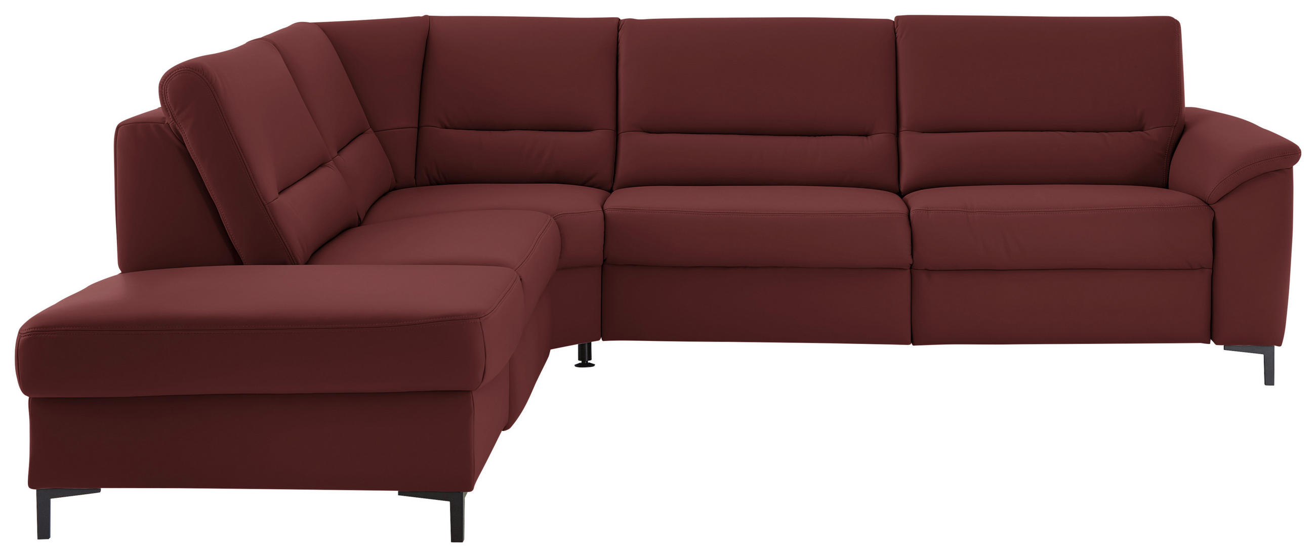 ECKSOFA  in Echtleder Brombeere  249/290 cm  - Brombeere/Schwarz, KONVENTIONELL, Leder/Metall (249/290cm) - Beldomo Premium