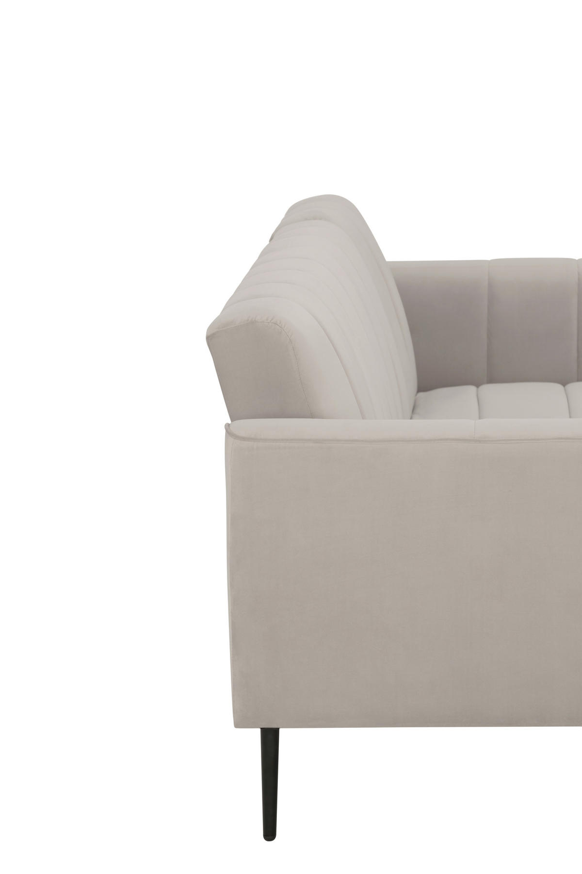ECKSOFA Creme Samt  - Creme/Schwarz, MODERN, Textil/Metall (253/87/169cm) - P & B