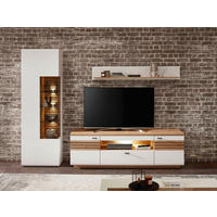 WOHNWAND  in Weiss, Eiche Artisan 270/201/47 cm  - Weiss/Anthrazit, Design, Glas/Holzwerkstoff (270/201/47cm) - Stylife