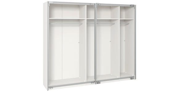 SCHWEBETÜRENSCHRANK  in Weiß  - Edelstahlfarben/Weiß, Design, Glas/Holzwerkstoff (253/236/65cm) - Carryhome