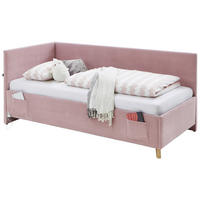 POLSTERLIEGE in Cord Rosa  - Eichefarben/Rosa, Konventionell, Holz/Textil (90/200cm) - Stylife