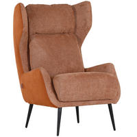 OHRENSESSEL Flachgewebe, Mikrofaser Cognac  - Cognac/Schwarz, KONVENTIONELL, Textil/Metall (75/111/83cm) - Carryhome