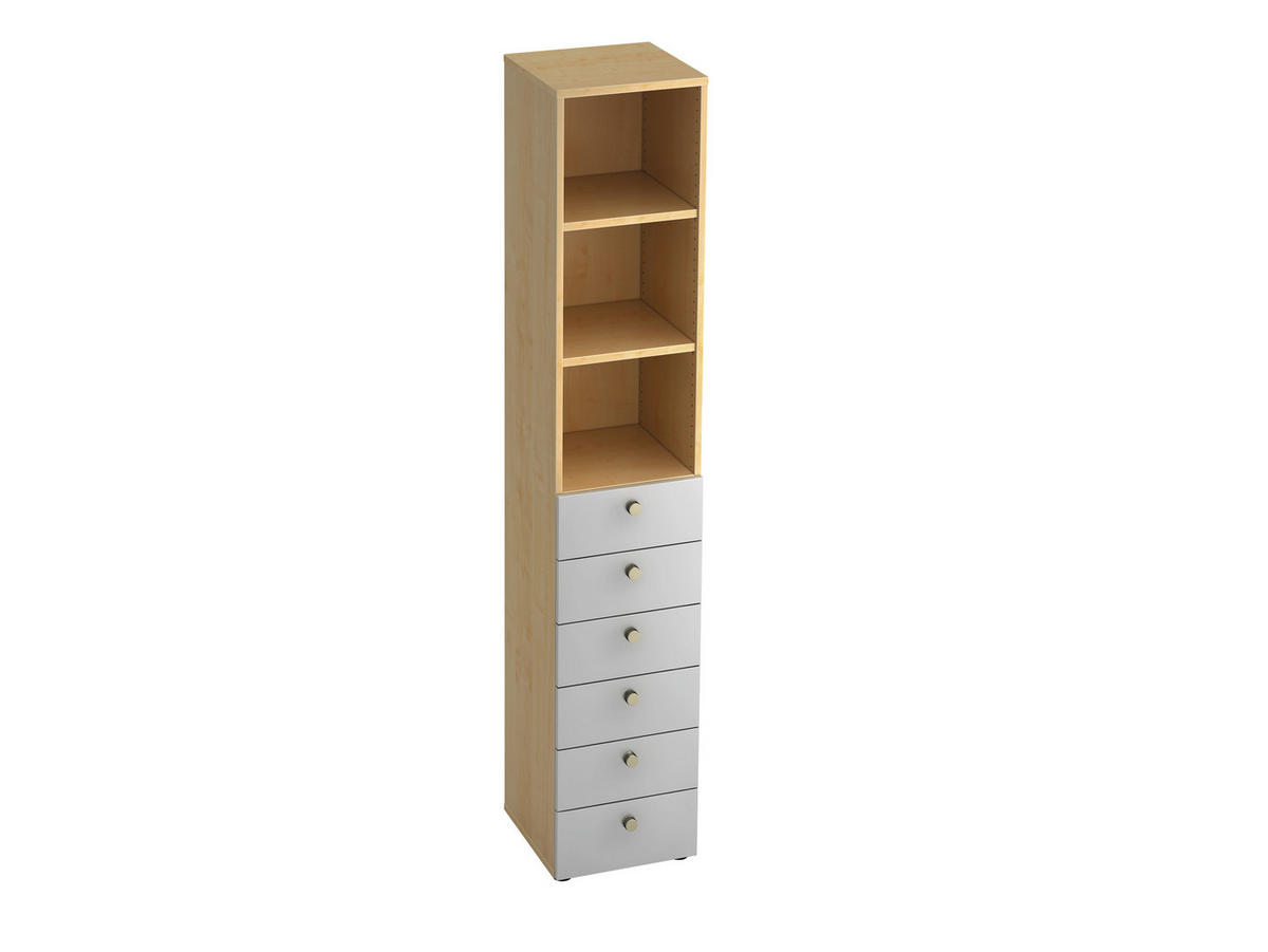 REGAL  40/215,6/42 cm Silberfarben, Ahornfarben  - Silberfarben/Ahornfarben, KONVENTIONELL, Holzwerkstoff/Metall (40/215,6/42cm) - Venda