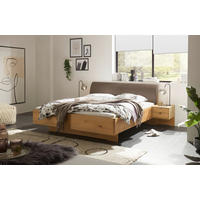 POSTELJA 180 cm   x 200 cm  , tekstil, leseni material temno rjava, hrast bianco  - temno rjava/hrast bianco, Konvencionalno, tekstil/leseni material (180/200cm) - Linea Natura