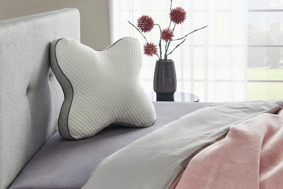 JASTUK ZA VRAT  55/46 cm       - siva/bela, Osnovno, tekstil (55/46cm) - Sleeptex