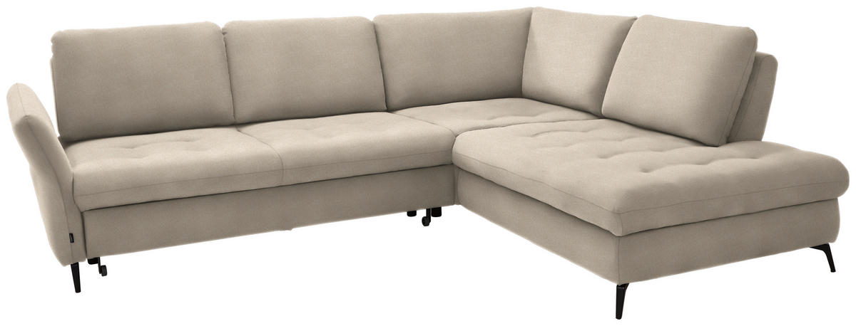 ECKSOFA Beige Chenille  - Beige/Schwarz, Natur, Textil/Metall (288/233cm) - Valnatura