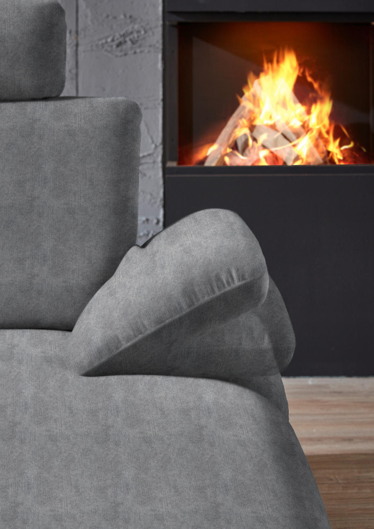 WOHNLANDSCHAFT in Velours Silberfarben  - Silberfarben/Schwarz, Design, Textil/Metall (208/344/180cm) - Dieter Knoll