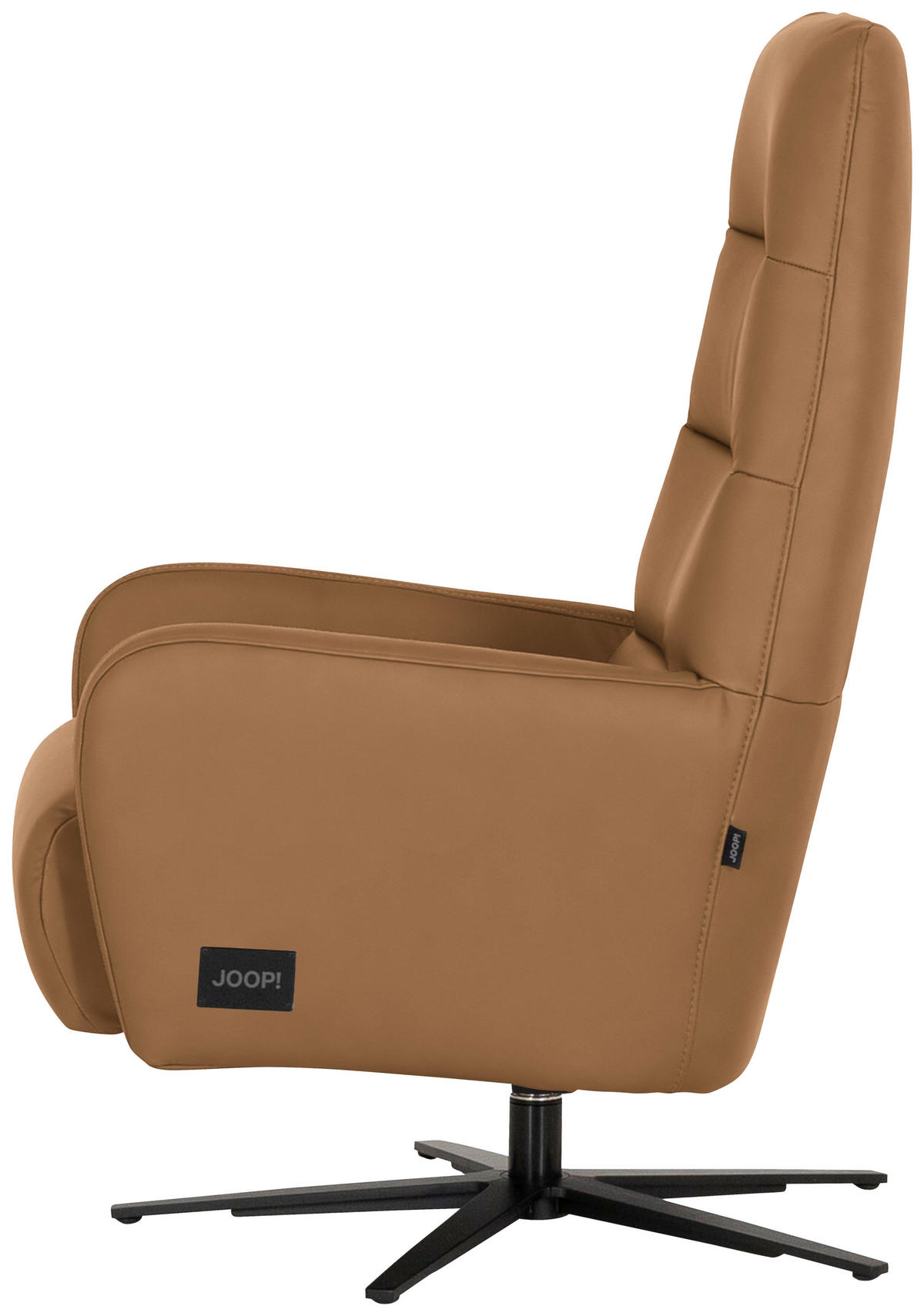 RELAXSESSEL Leder Hellbraun  - Hellbraun/Schwarz, Modern, Leder/Metall (66/110/83cm) - Joop!
