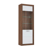 VITRINĂ  in alb, nămol, culoare lemn stejar  - nămol/alb, Basics, plastic/sticlă (68,3/197,3/34,5cm) - Hom`in