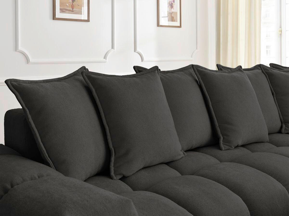 ECKSOFA Ottomane rechts  EVEREST Schwarz Struktur  - Schwarz, MODERN, Kunststoff/Textil (352/210cm) - Livetastic