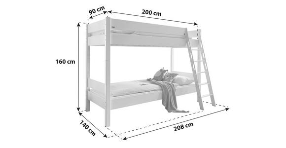 ETAGENBETT 90/200 cm Weiß  - Weiß, KONVENTIONELL, Holz (90/200cm) - Carryhome