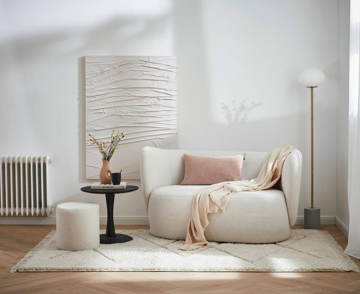 2-SITZER-SOFA Bouclé Creme  - Creme/Schwarz, KONVENTIONELL, Kunststoff/Textil (154/80/84cm) - Carryhome