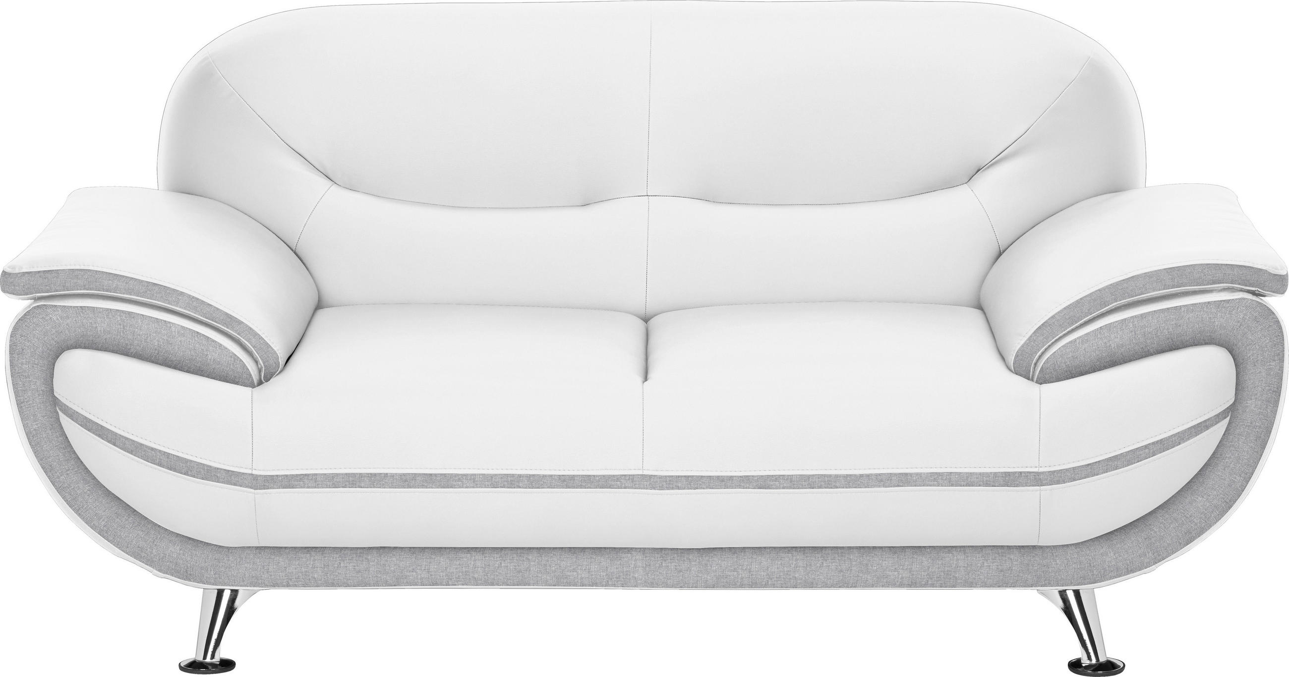 Zweisitzer-Sofa in Textil Grau, Weiß