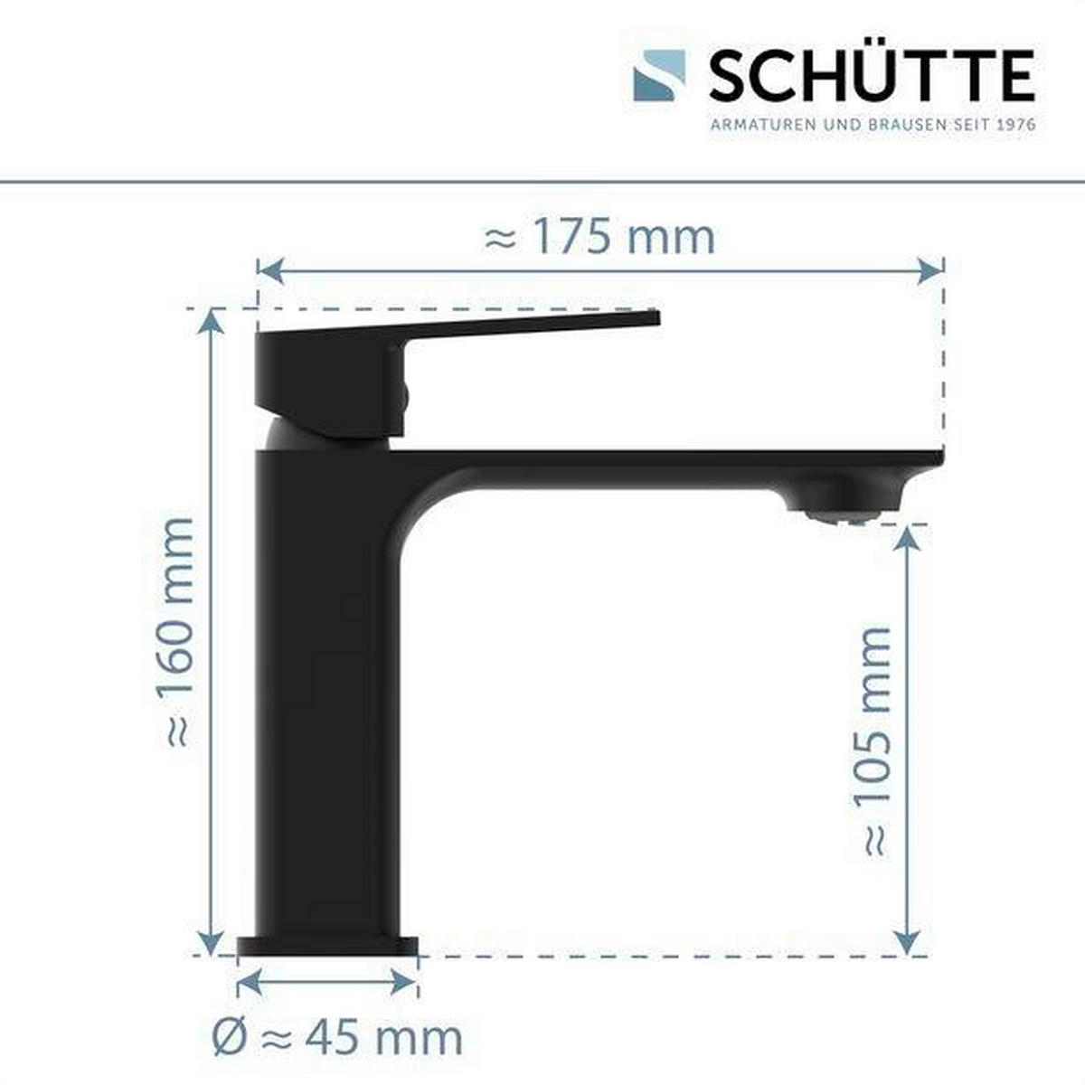 WASCHTISCHARMATUR 4,5/16/17 cm  - Schwarz, Basics, Metall (4,5/16/17cm) - Schütte