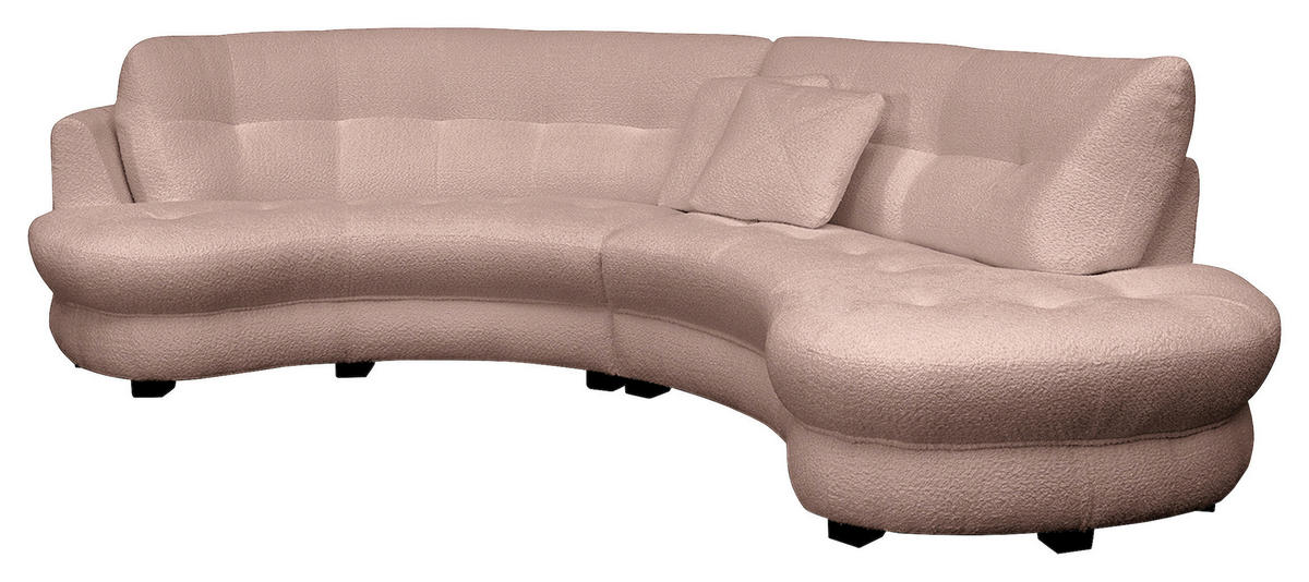 ECKSOFA in Bouclé Rosa  - Weiss/Schwarz, Design, Kunststoff/Textil (300/113cm) - Livetastic