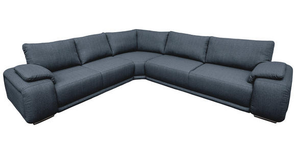 ECKSOFA Blau Struktur Rückenkissen, Rücken echt  - Chromfarben/Blau, KONVENTIONELL, Textil/Metall (310/280cm) - Carryhome