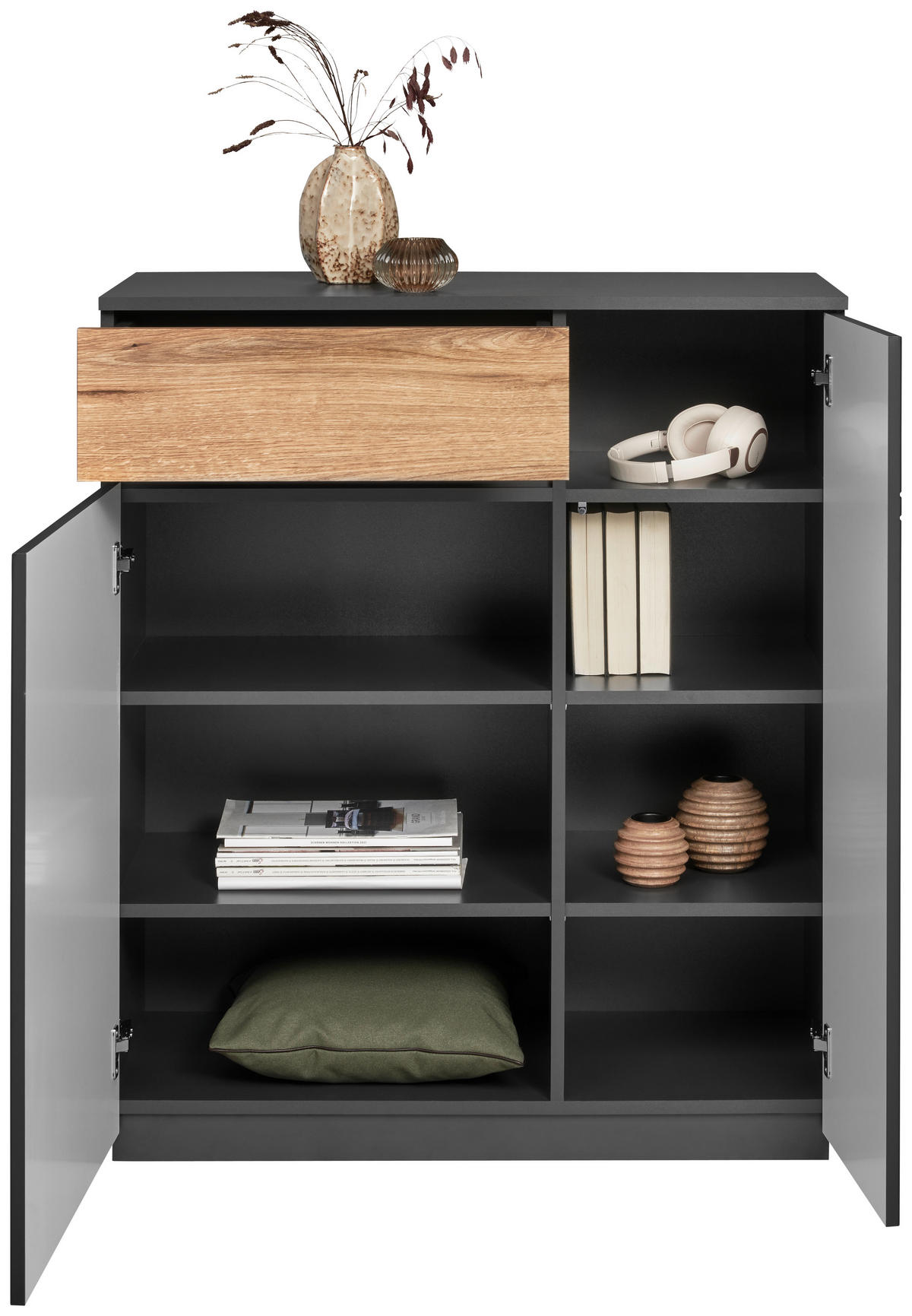 KOMMODE 90/105/42 cm Graphitfarben, Eichefarben  - Eichefarben/Graphitfarben, Konventionell, Holzwerkstoff (90/105/42cm) - Carryhome