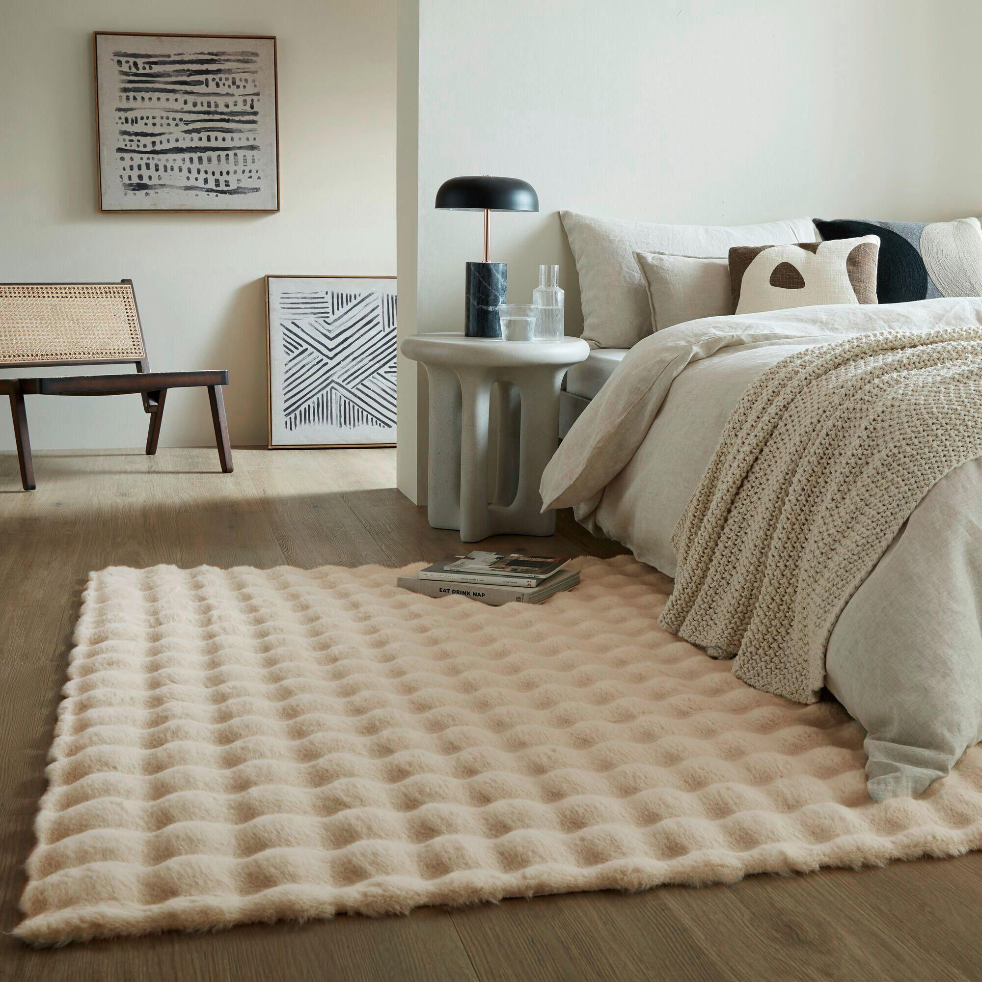 WEBTEPPICH 160/230 cm WAFFLE FAUX FUR Creme - Creme, KONVENTIONELL, Textil (160/230cm)