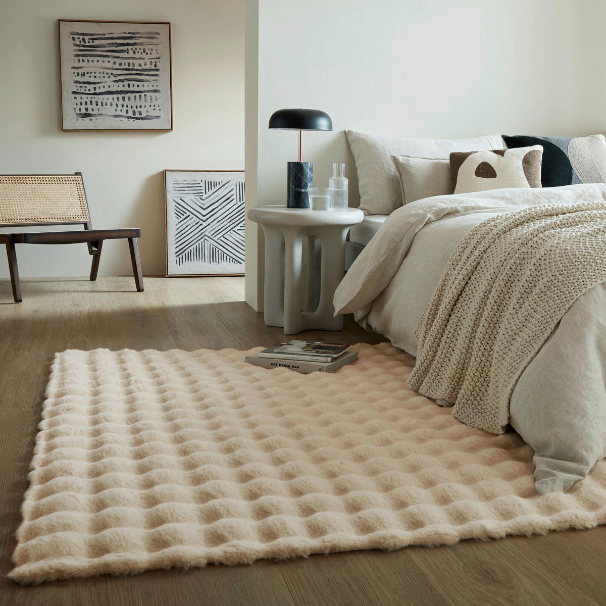 WEBTEPPICH 180/290 cm WAFFLE FAUX FUR Creme  - Creme, KONVENTIONELL, Textil (180/290cm)