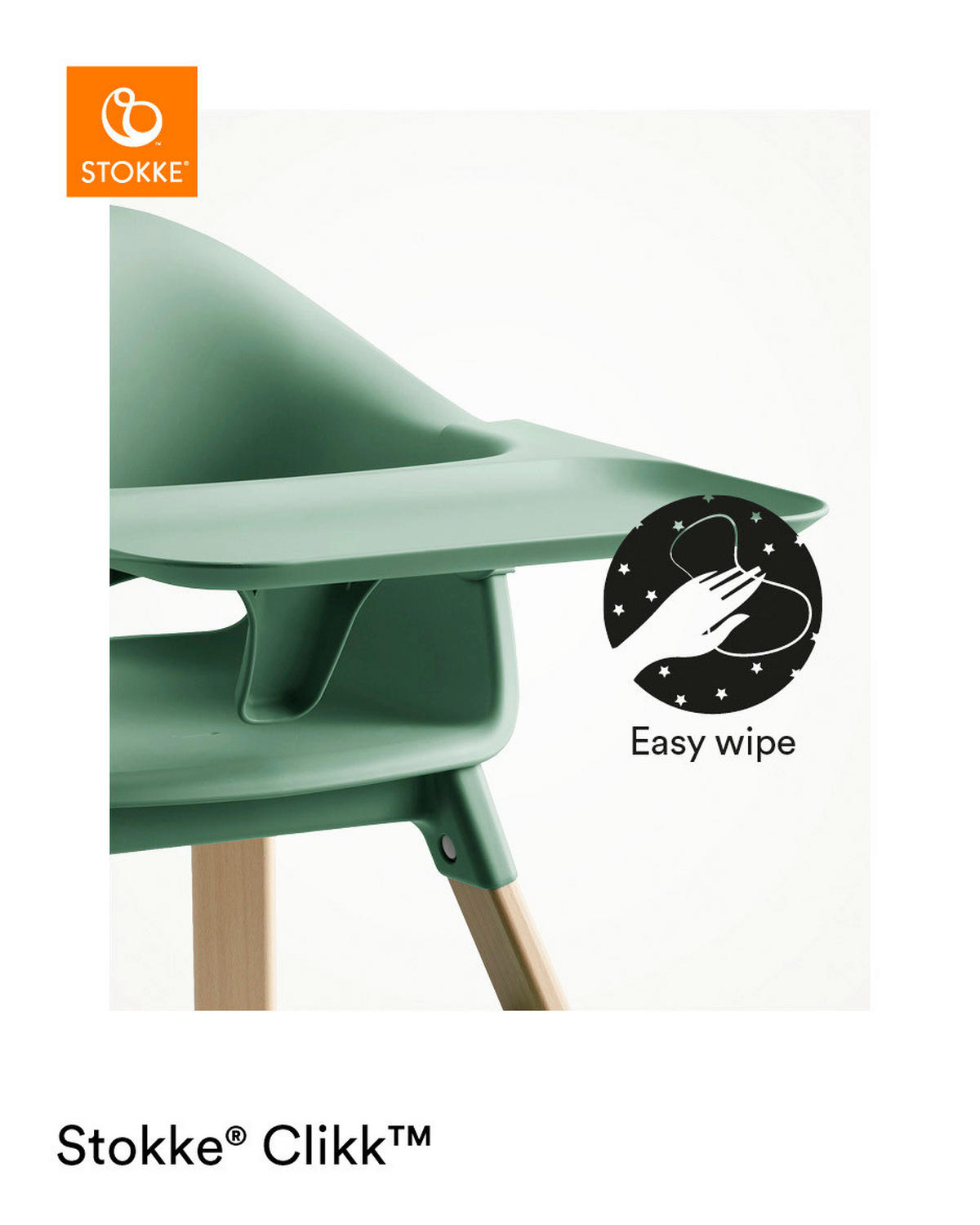 HRANILICA  Clikk  - pastelno zelena/prirodne boje, Basics, drvo/plastika (56/69/59cm) - Stokke