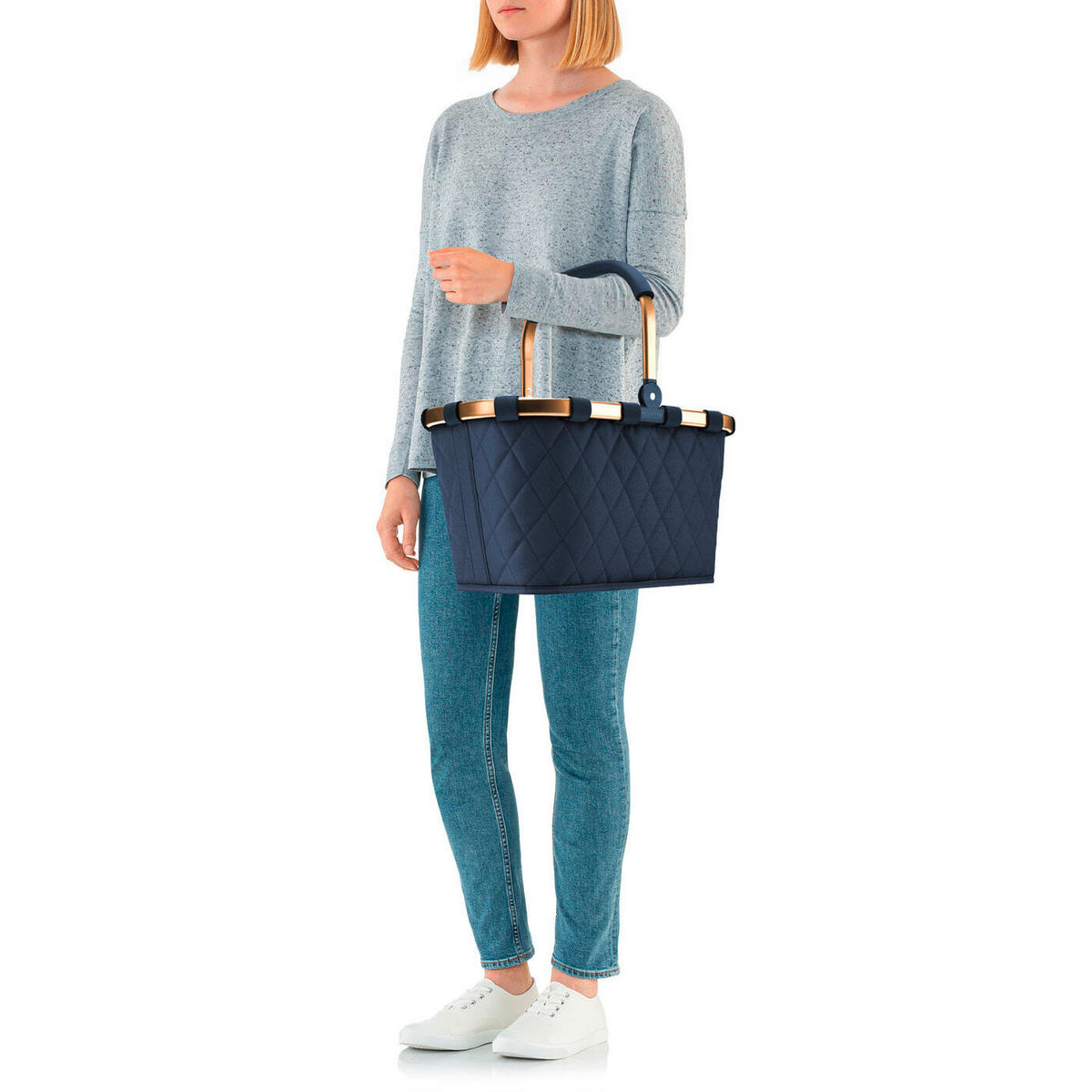 EINKAUFSKORB  - Goldfarben/Dunkelblau, Basics, Kunststoff/Textil (49/29/28cm) - Reisenthel