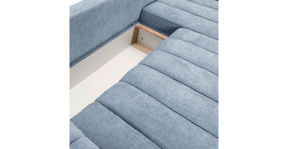 ECKSOFA Blau Flachgewebe  inkl. Zierkissen, Rückenkissen, Bettkasten, Schlaffunktion, Rücken echt, Liegefläche im Originalstoff  - Blau/Schwarz, KONVENTIONELL, Holz/Textil (275/180cm) - Carryhome