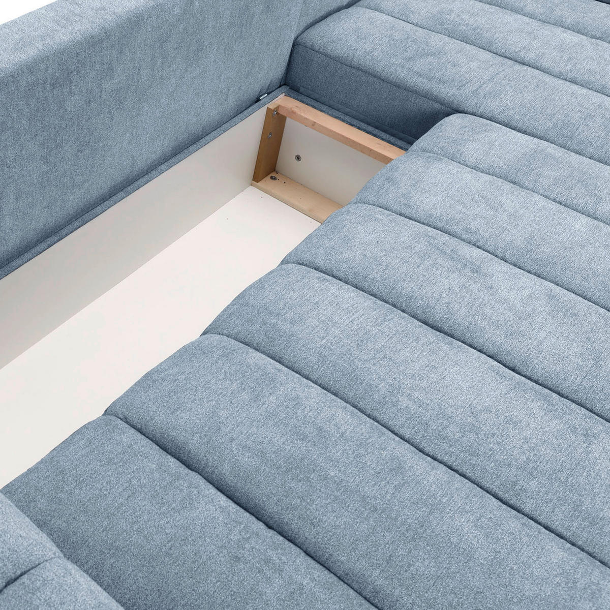 ECKSOFA in Flachgewebe Blau  - Blau/Schwarz, Konventionell, Holz/Textil (275/180cm) - P & B
