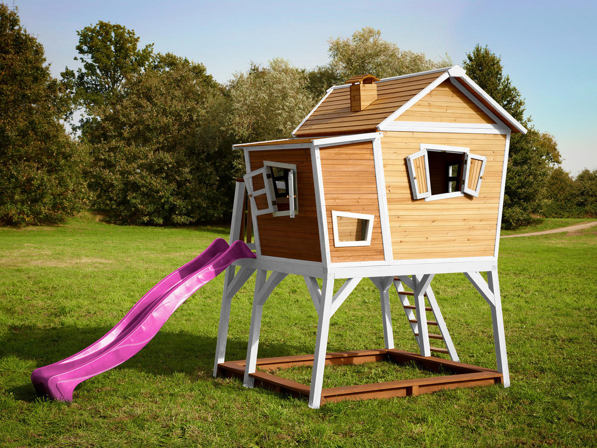 SPIELTURM 432/288/193 cm  - Lila/Braun, KONVENTIONELL, Holz (432/288/193cm) - Ambia Garden