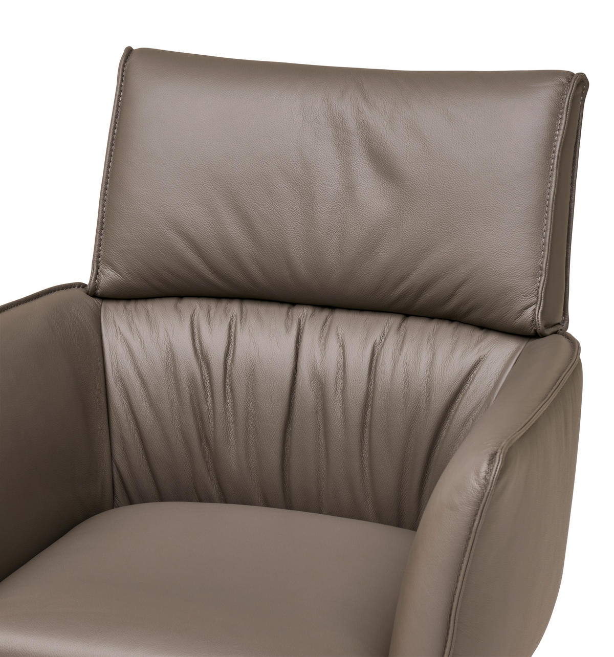 Armlehnstuhl Leder Grau  Sitzfläche 360° drehbar, automatische Rückholfunktion  Echtleder  Grau  - Schwarz/Grau, MODERN, Leder/Metall (64/90,5/64,5cm) - Livetastic
