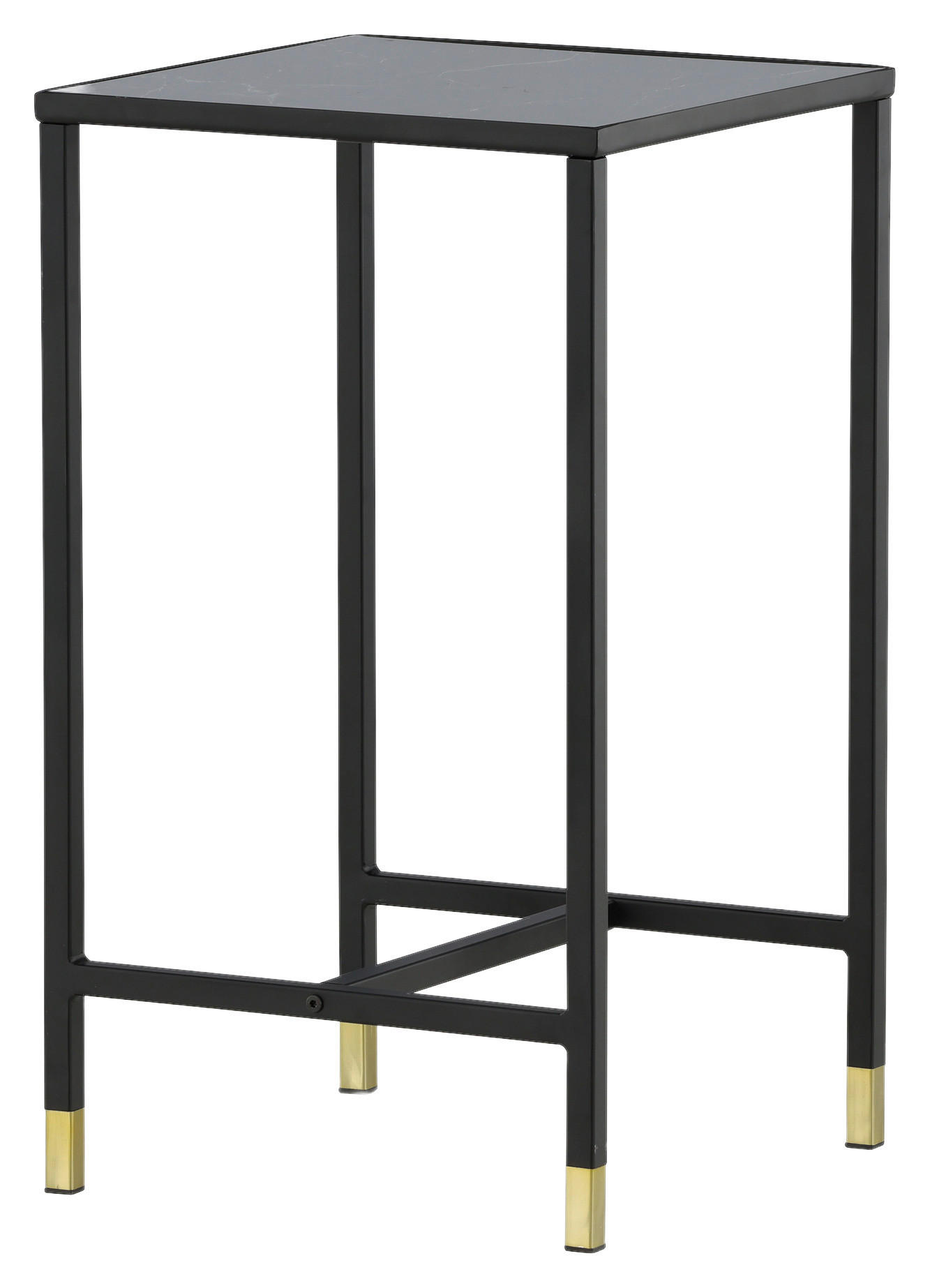 BEISTELLTISCH 40/40/70 cm Schwarz, Messingfarben quadratisch  - Messingfarben/Schwarz, Design, Glas/Metall (40/40/70cm) - Livetastic