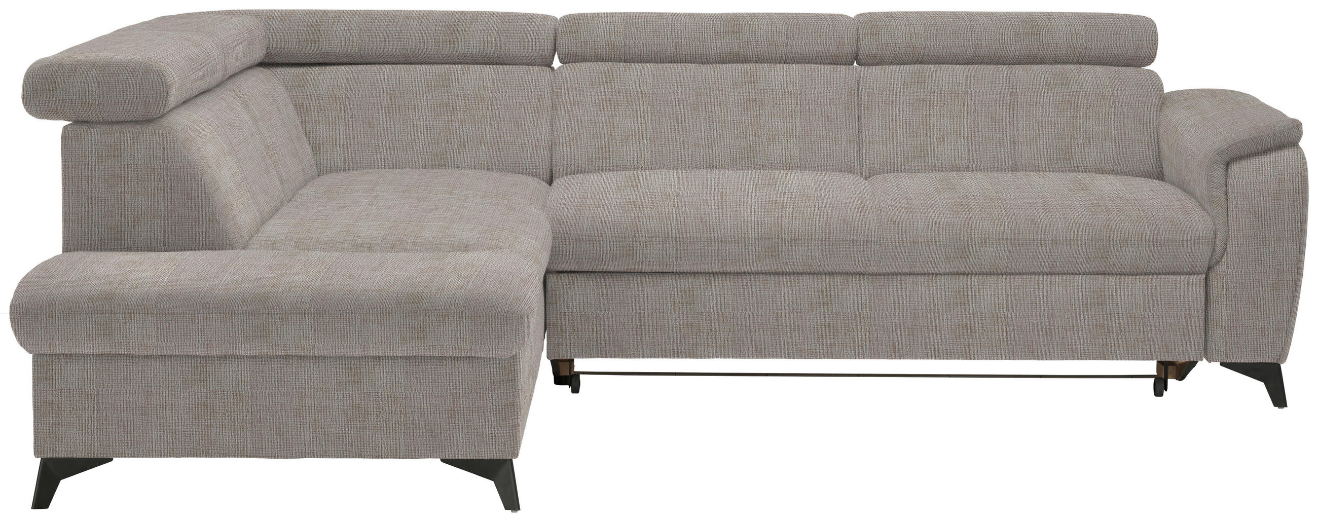 ECKSOFA in Flachgewebe Hellgrau  - Hellgrau/Schwarz, Design, Textil/Metall (203/260cm) - Stylife