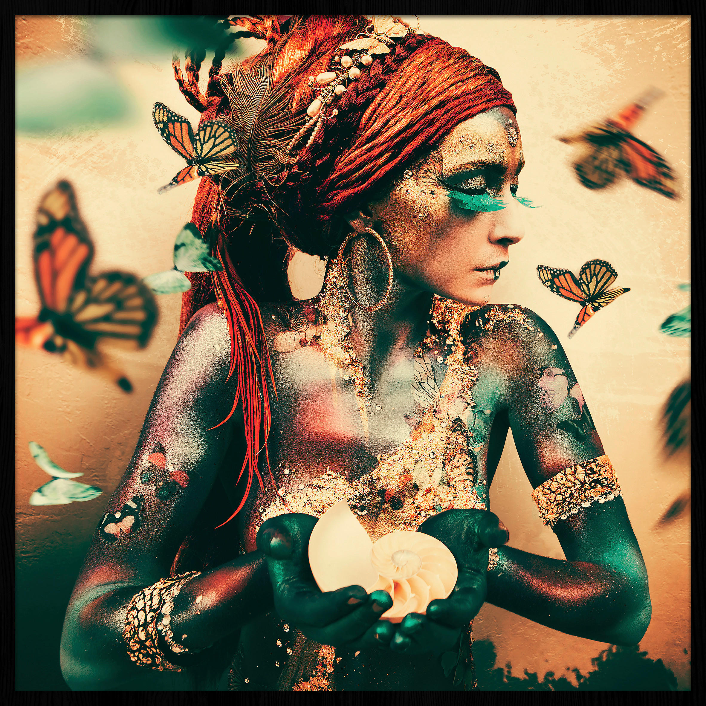 BILD Tiere, Frauen  - Multicolor/Schwarz, Design, Holz/Kunststoff (100/100cm) - Wandkraft