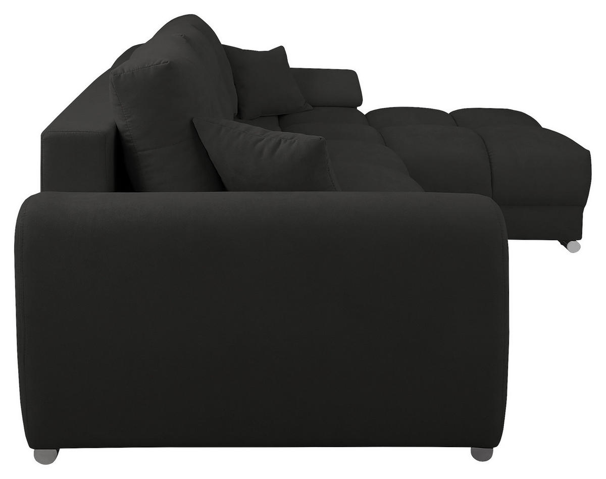 ECKSOFA in Mikrofaser Dunkelgrau  - Dunkelgrau/Silberfarben, Design, Textil/Metall (256/175cm) - Livetastic