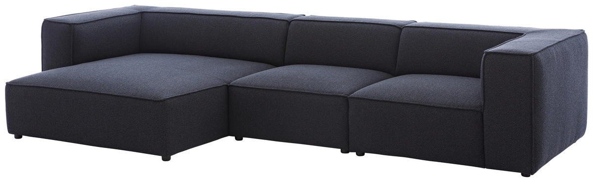 ECKSOFA in Flachgewebe Dunkelblau  - Schwarz/Dunkelblau, Design, Kunststoff/Textil (164/341cm) - W.Schillig