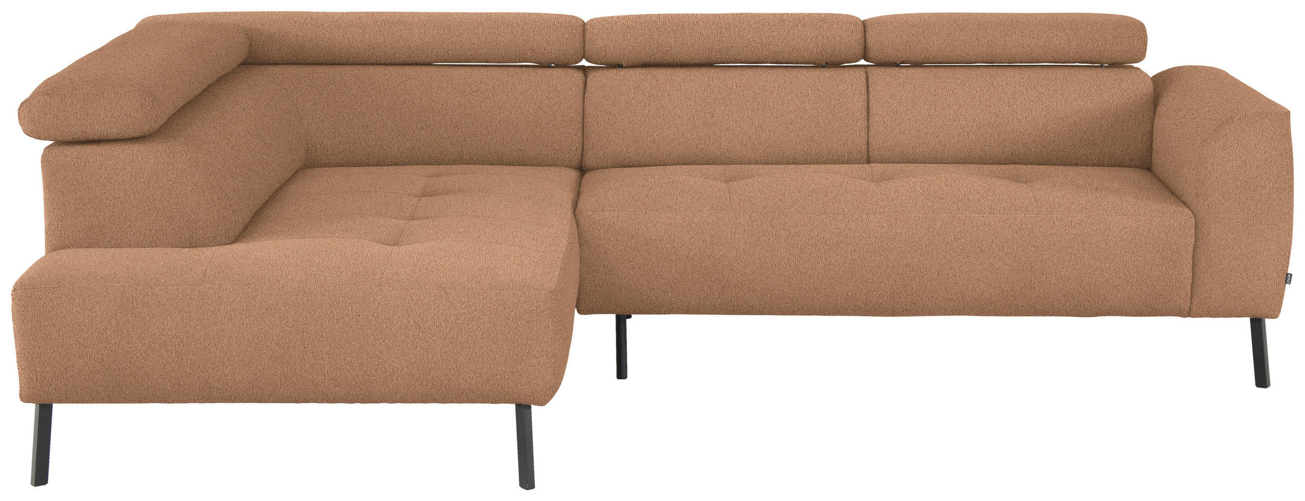 ECKSOFA in Webstoff Rostfarben  205/280 cm  - Rostfarben/Schwarz, Design, Textil/Metall (205/280cm) - Xora