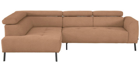 ECKSOFA  in Webstoff Rostfarben  205/280 cm  - Rostfarben/Schwarz, Design, Textil/Metall (205/280cm) - Xora