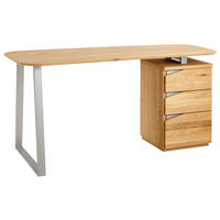 SCHREIBTISCH 150/67/72,5 cm  in Eichefarben  - Edelstahlfarben/Eichefarben, KONVENTIONELL, Holz/Metall (150/67/72,5cm) - Livetastic