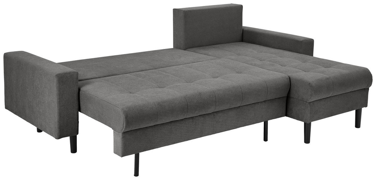 ECKSOFA in Webstoff Dunkelgrau  - Dunkelgrau/Schwarz, Konventionell, Kunststoff/Textil (231/157cm) - P & B