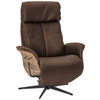 RELAXSESSEL Echtleder Relaxfunktion, Kopfteilverstellung    - Hellbraun/Nussbaumfarben, Design, Leder/Holz (78/104-113/84cm) - Welnova