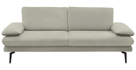 3-SITZER-SOFA in Velours Ecru  - Ecru/Beige, Design, Textil/Metall (222/89/104cm) - Dieter Knoll